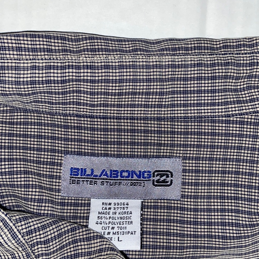 Billabong Men’s Large Short Sleeve Plaid Button Up Shirt - Picture 3 of 4